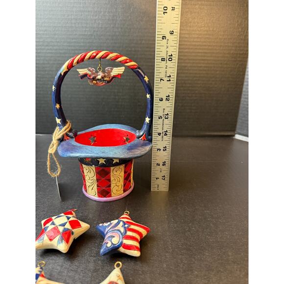 Jim Shore Star Spangled Splendor Patriotic Basket Stars Eagle No Box *READ - Picture 4 of 12